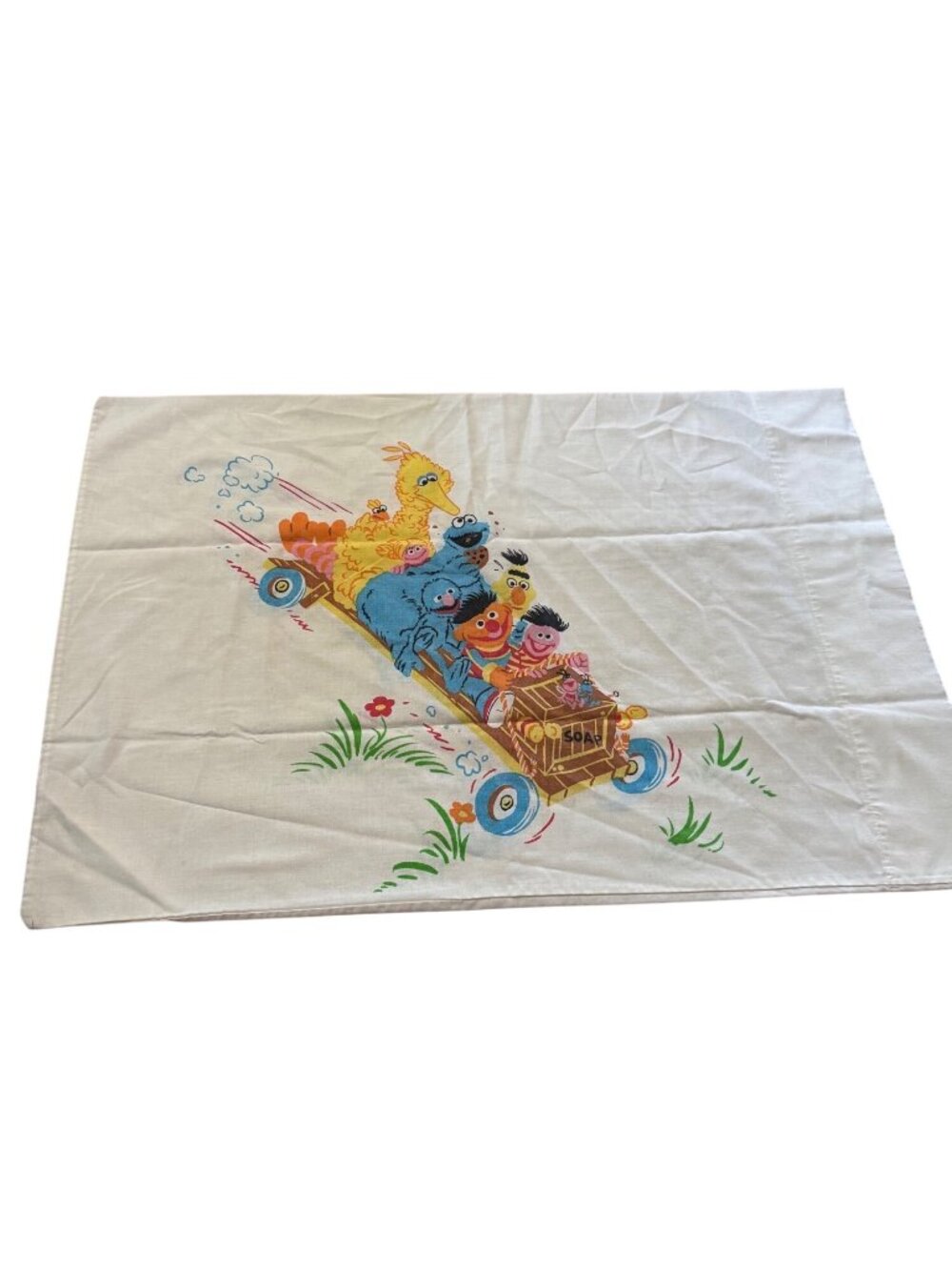 Vintage Sesame Street Pillowcase, Big Bird Cookie Monster Bert Ernie Grover Soap
